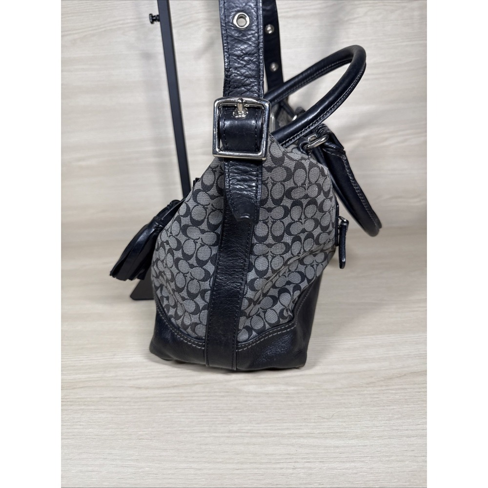 COACH Legacy Black & Silver Stripe Signature Molly Bag Satchel 21154 Purse Tote - Picture 5 of 13